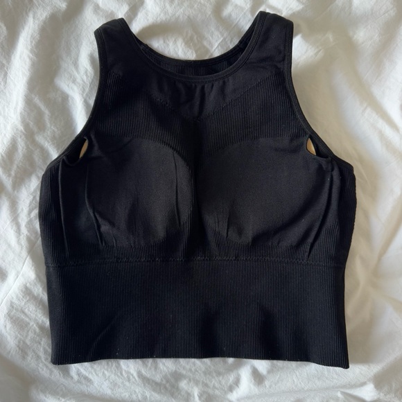 Black Sports Bra Ribbed Tank - Picture 3 of 5